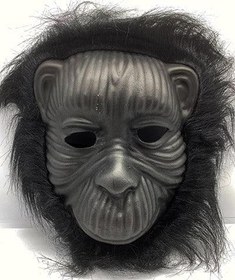 Resim Nessiworld Siyah Renk Eva Goril Maskesi - Siyah Peluşlu Tüylü Orangutan Maskesi 
