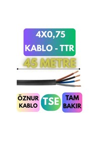 Resim Öznur 4x0,75 Ttr Kablo Metre Seçenekli Siyah - 45 Metre 