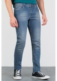 Resim HLT Jeans Erkek Açık Mavi Taşlamalı Slim Fit Denim Jeans Kot Pantolon 