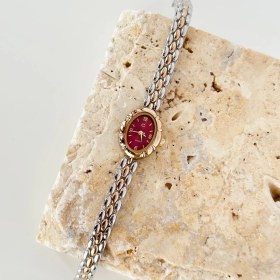 Resim Vesce Atelier Magnor Gümüş Gold Saat Bordo 