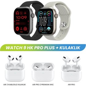 Resim Watch 9 Hk Pro Plus + Kulaklık - Siyah / Air 3 