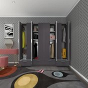 Resim Kenzlife gardırop 8 kapılı 4 çekmeceli zambak 182*200*42 gri kapaklı gardolap dolap 