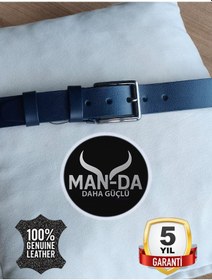 Resim Man-da Deri Manda Derisi Erkek Kemer Lacivert 