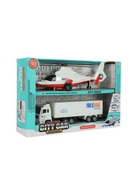 Resim Cıty Car Helikopter Ve Kamyon 2 Li Araç Seti Beyaz Kamyon 