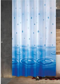 Resim Zethome Banyo Perdesi 1x180x200 Tek Kanat Duş Perdesi Halka Hediyeli Duşakabin Perdesi 5020 Mavi 