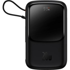 Resim Baseus Q Pow Pro Overseas Edition Dijital Ekranlı 20W 10.000 Mah Lightning Kablolu Powerbank Siyah 