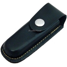 Resim Hakiki Deri Çakı Kılıfı No:0 - 10 Cm, Kemerlikli Altın - Siyah 