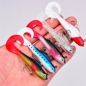Resim 5 ADET Jig Başlı Silikon Balık Yemleri - Bas, Alabalık, Turna İçin Yumuşak Yem Sallantıları - Kurşun Ağırlıklı Karışık Renkli Biyonik Yüzme Yemleri - Noel, Cadılar Bayramı, Şükran Günü, Büyükler Günü, Sevgililer Günü Hediyeleri İçin İdeal 