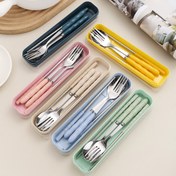 Resim [1 set 3 parça Paslanmaz Çelik Yemek Takımı] 3 parça Paslanmaz Çelik Yemek Takımı, Taşınabilir Yemek Takımı Kaşık, Çatal ve Çop ile, Parlatılmış Yüzey, Seyahat, Parti ve Ev Kullanımı için Uygun, Mükemmel Noel veya Ramazan Hediyesi 