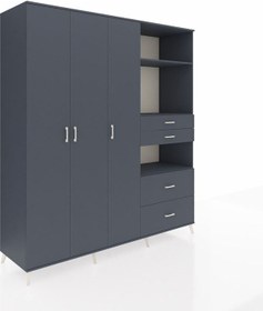 Resim Kronos Dolap 12 Raflı 4 Çekmeceli Tek Askılı 220x59x243 Antrasit-antrasit/antrasit Çok Renkli 