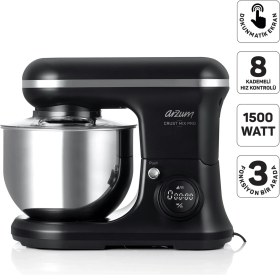 Resim Arzum AR1186 Crust Mix Pro Stand Mikser 5L Kapasiteli 3 Farklı Aparat 1500W, Siyah 