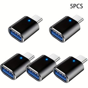 Resim 3.0 USB'den USB C'ye ışık adaptörü, 5 paket, gösterge lambası dönüştürücü ile birlikte, PC ve dizüstü bilgisayar için uygun 