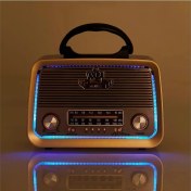 Resim Kahverengi Eskitme Nostalji Radyo Bluetooth Fm Sd Aux 301 
