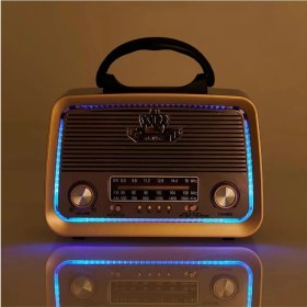 Resim Kahverengi Eskitme Nostalji Radyo Bluetooth Fm Sd Aux 301 