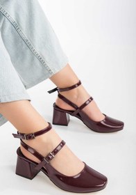 Resim SEDRİK kısa topuklu küt burun arkadan kemerli ayakkabı 