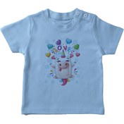 Resim Angemiel Baby Unicorn Inek Erkek Bebek Tişört Mavi B0800MDBBKETSRT 