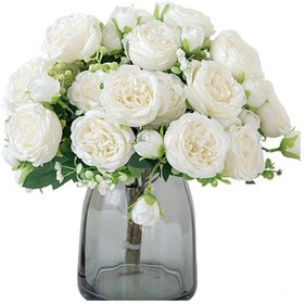 Resim Yaleker Beyaz Yalın Papatya Güller, 3 Adet, Daire Dekorasyon, Nikah, Ev Dekoru, Sentetik Çiçek, 32 Cm Boy, 8 Cm Çap 