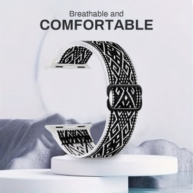 Resim Yumuşak Naylon Esnek Solo Döngü Bant iWatch Ultra/SE & Seri 10-3 için - Elastik Örgülü Kayış, 46mm'den 38mm'ye Uygun Modeller, Erkekler Kadınlar, 45mm 44mm 42mm 41mm 40mm 
