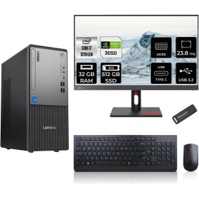 Resim Lenovo Thinkcentre Neo 50T Gen 5 Intel Core I7 13700 32GB 512GB SSD RTX3050/6GB 23.8" Fhd Monitör Fdos Masaüstü Bilgisayar & Per4 USB Bellek 12UB000LTRMNT3317 
