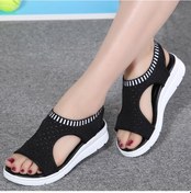 Resim Siyah Moda Güzel Kadın Yaz Sandalet Platformu Sandalet Ayakkabı Nefes Konfor Alışveriş Kadın Yürüyüş Ayakkabısı Siyah 