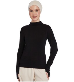 Resim Altobeh Kadın Organik Parmak Geçmeli Balıkçı Yakalı Body Siyah 