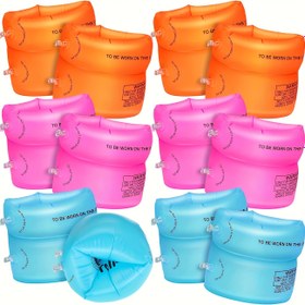 Resim 2 adet Şişme Kol Yüzeri, Gençler ve Yetişkinler İçin Uygun - Dayanıklı PVC Havuz Yüzme Bantları Turuncu, Pembe, Mavi ve Açık Mavi Renklerde, "Su İçinde Giyin" Talimatlarıyla 