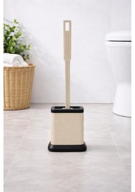 Resim Tuvalet Fırçası Standlı, Modern Banyo Wc Temizleme Fırçası Kare Bej S-220 Bej 