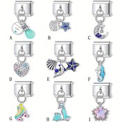 Resim 1 adet Şık Y2K İtalyan El Yapımı Charm Modülü - Ampul, Kabuk, Ay, Yıldız, Kalp Çiçekleri, Yunus, Denizyıldızı, Denizatı, Ayakkabı & Araba Charmları DIY Bilezik Kolye Yüzük Ayak Zinciri Aksesuarları için - Kadınlar İçin Moda Takı Hediyesi, Takı ve Aksesuarlar, Fantezi Charm Tasarımı, Emaye Kaplama Charms, Dayanıklı Toka Dahil 