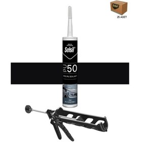 Resim Selsil Pu Mastik 280 Ml Siyah 25 Adet , Plastik Tabanca Siyah 