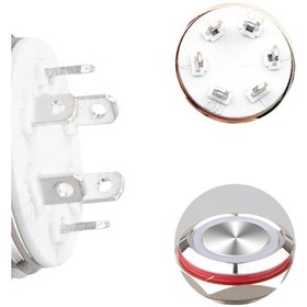 Resim Wd12c1-pin-p1-ec 12mm Düz Yaylı Işıklı Metal Buton - Beyaz 