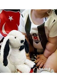 Resim Uyku Arkadaşım Papyonlu Uzun Kulak Bunny Peluş Tavşan Siyah 