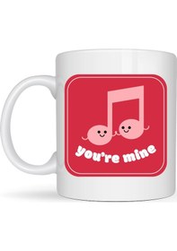 Resim You Re Mine Tasarımlı Porselen Kupa Model 20 Sevgi Dolu Müzik Notalı Özel Tasarım Kupa Pembe 
