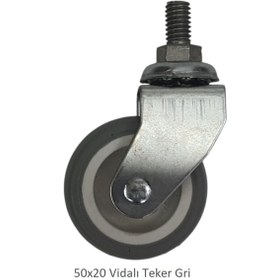 Resim Adilon Ofis Koltuk Dolap Etajer 360 Derece Döner 50 X 20 Vidalı Teker Gri 50 Mm 