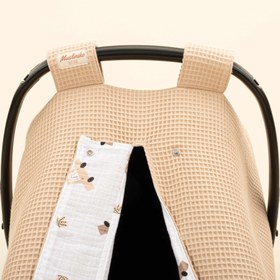 Resim Puset Örtüsü - Çift Taraflı - Bej Petek - Kahverengi Arabalar 