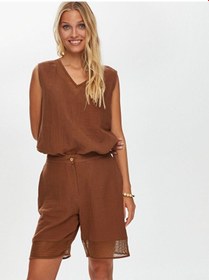 Resim File Garnili Müslin Şort S25srt004 Us25srt00430 Kahve 