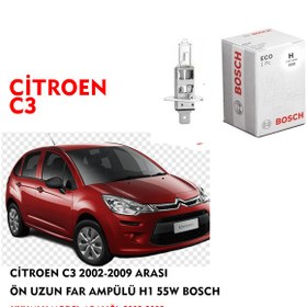 Resim CİTROEN C3 2002-2009 ARASI ÖN UZUN FAR AMPÜLÜ H1 55W BOSCH 