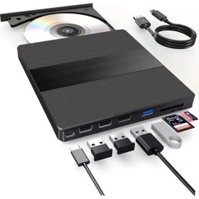 Resim 7in1 Harici USB 3.0 ve Type-C Dvd-Rom Dvd-Rw Optik Sürücü, USB ve Type C Kablolu, Pc, Tablet, DVD Player, Desenli Tasarım Ultra Slim CD Rom Okuyucu CV540 