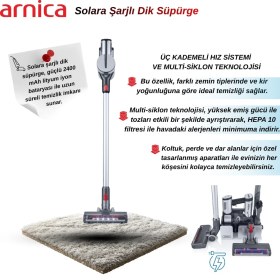 Resim Arnica Solara Şarjlı Dik Süpürge Gümüş 