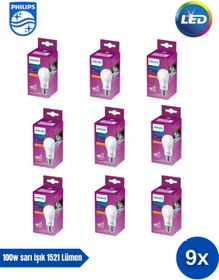 Resim Philips Mycare LED Lamba 13W - 100W 2700K Sarı Işık 1521 Lümen Yüksek Işık ( 9 ADET ) 