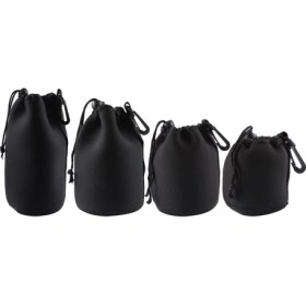Resim ZSZH Carabiner ile Çanta Kılıf Taşıma Çantası 4 Adet Neopren Slr Kamera Lens - Siyah 