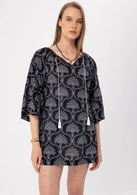 Resim Siyah beyaz desenli Mona tunik - S/M (36-38) 