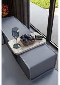 Resim Yan Sehpa Ayarlanabilir Tepsi Dikdörtgen Dekoratif Modern Yatay Dikey Koltuk Sehpası Efes Beyaz Mermer Desen 