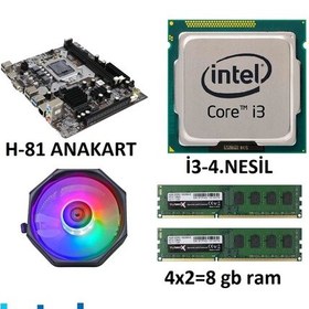 Resim I3 4. Nesil İşlemci H81 Anakart 8 Gb Ram Cpufan 