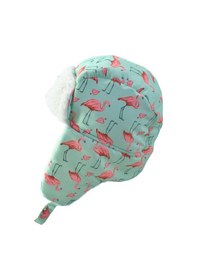 Resim Petityu Su Geçirmez Kız Çocuk Bere Eldiven Set Mint Pembe Flamingo Desenli Kayak Snowboard 4-8 Yaş Mint 