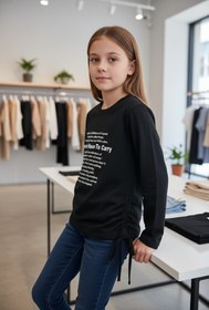 Resim Minimoda Kids Kız Çocuk Yandan Bağcıklı Baskılı Bluz 