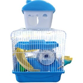 Resim Hamster Kafesi - Çift Katlı Aksesuarlı 23 x 17 x 25 CM Mavi 
