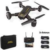 Resim Cx015 Wifi Kameralı Katlanabilir 1080p Smart Drone + 3 Batarya 