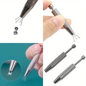 Resim 1/2 Adet Metal Boncuk Tutucu, Küçük Boncuklar ve Vücut Piercingleri için Dörtlü Çatal Top Tutucu, Kokusuz Piercing Aleti Seti 