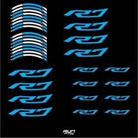 Resim Yamaha Yzf R7 Uyumlu Mavi Jant Şeridi Sticker 