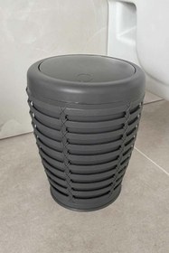 Resim Prima Nova Primanova Palm Döner Kapaklı Çöp Kovası 7.5 Lt Banyo Mutfak Ofis Antrasit Gri 